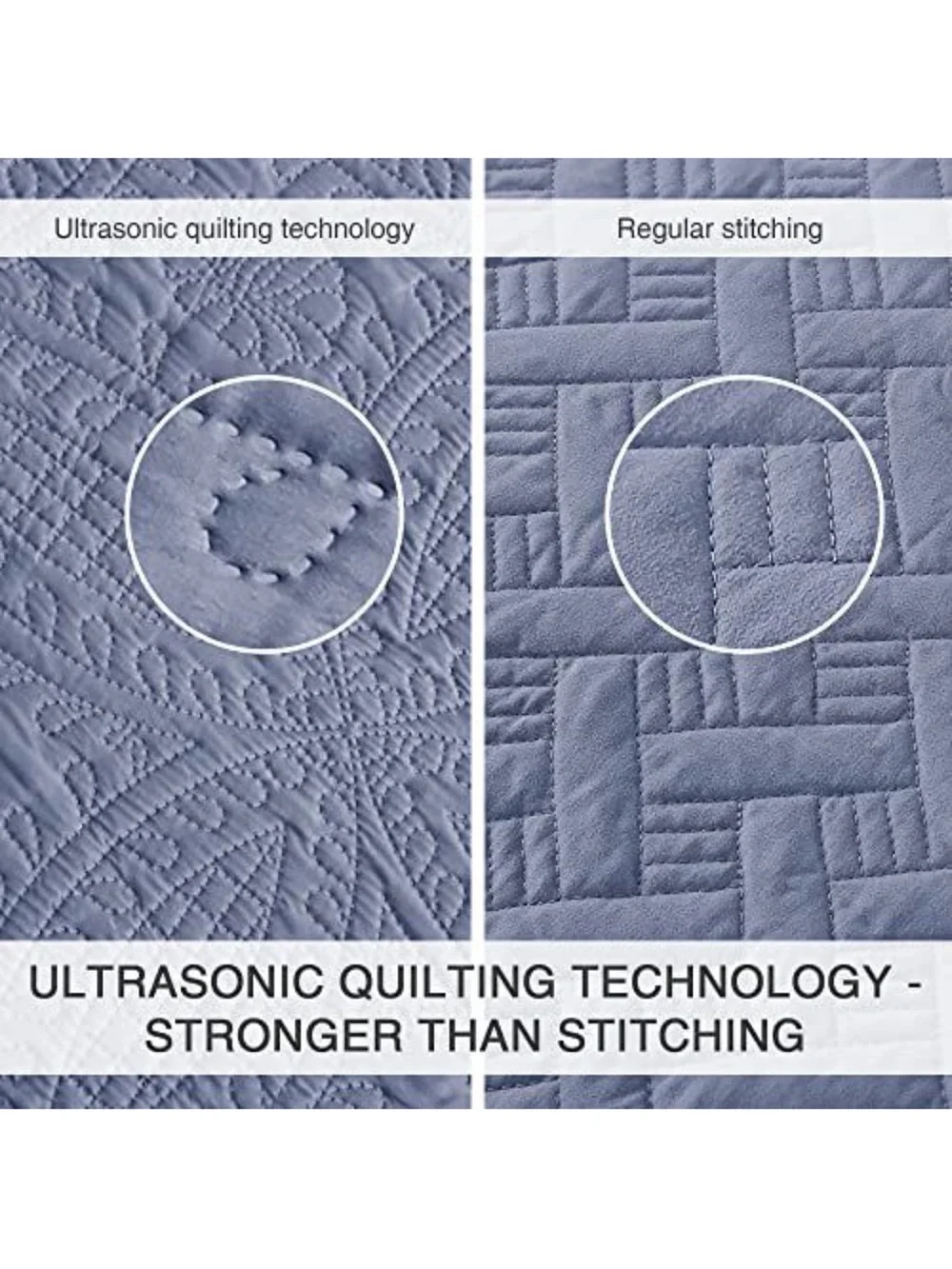Quilted Blue Coverlet Set - Home Bedding